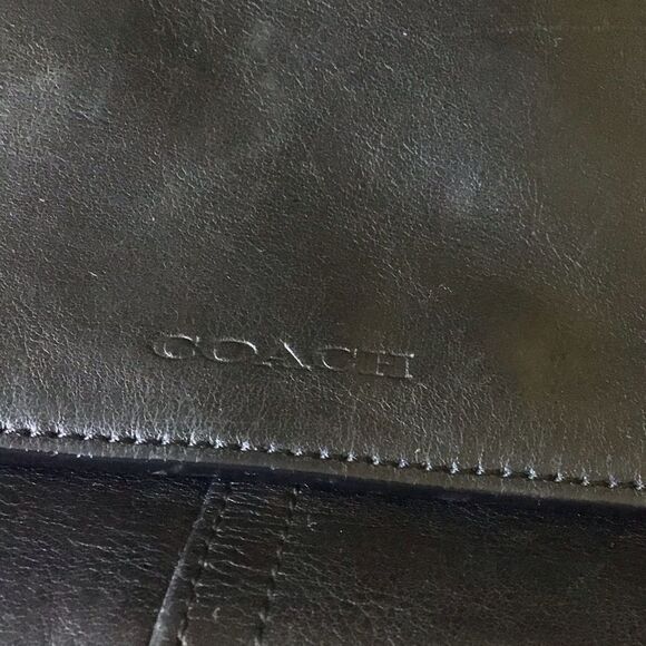 Vintage COACH Black Leather Big Flap Crossbody Messenger Bag Briefcase - Picture 3 of 12